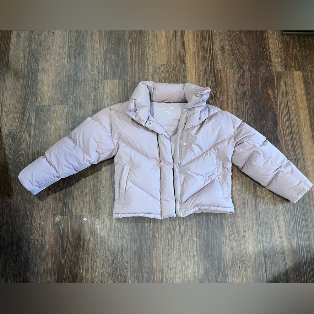 Aritzia Wilfred Cloud Puff Down Jacket Fawn Pink Size Small - Picture 2 of 8